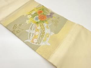 引箔糸巻きに菊・桐・紅葉模様織出し名古屋帯